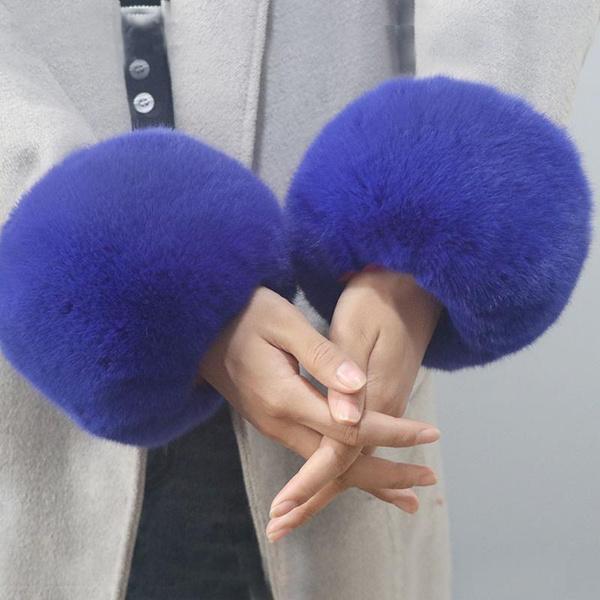 Super Soft Wrist Cuff Sleeves Winter Women Faux Rabbit Fur Warmer Fur Wrist Arm Bracelet Female Accessories