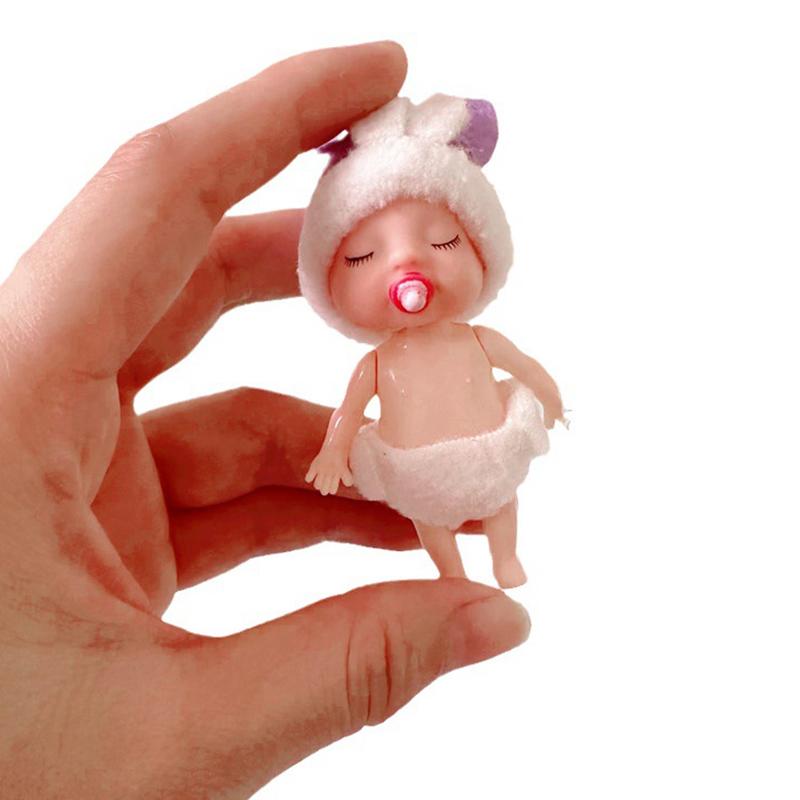 1 Stück Niedlicher Schlafender Simulierter Hase Baby Elfen Puppen mit Schnuller Bewegliche Arme Beine Puppenhaus Miniatur Zubehör
