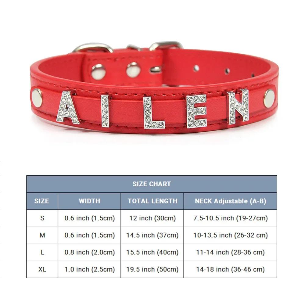 (Lettera Gratuita con Strass Bling)Collare Personalizzato in Pelle per Gatto Cane Collari per Cuccioli per Cani Piccoli Medi Target Nome ID Personalizzato