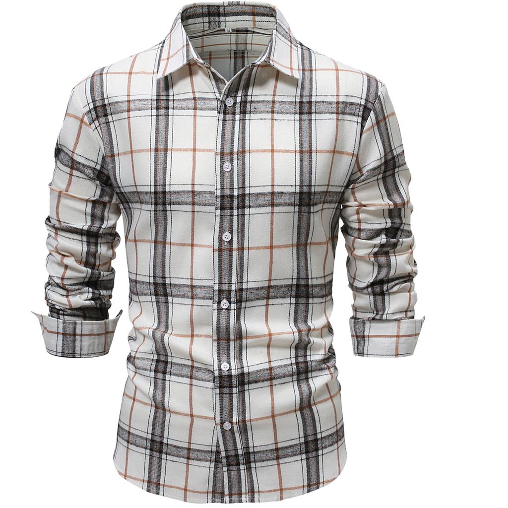 Mens Button Down Shirts Regular Fit Long Sleeve Casual Plaid Shirt