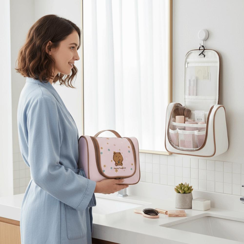 With Hook Cosmetic Organizer Waterproof Toiletry Pouch Fashion Hanging Makeup Bag  Bathroom Storage