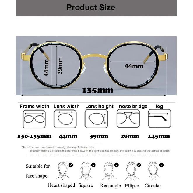 Denmark Brand 1011 Round Glasses Frame Men Women Titanium Acetate Ultralight Eyeglasses Fashion Vintage Screwless Eyewear Optic