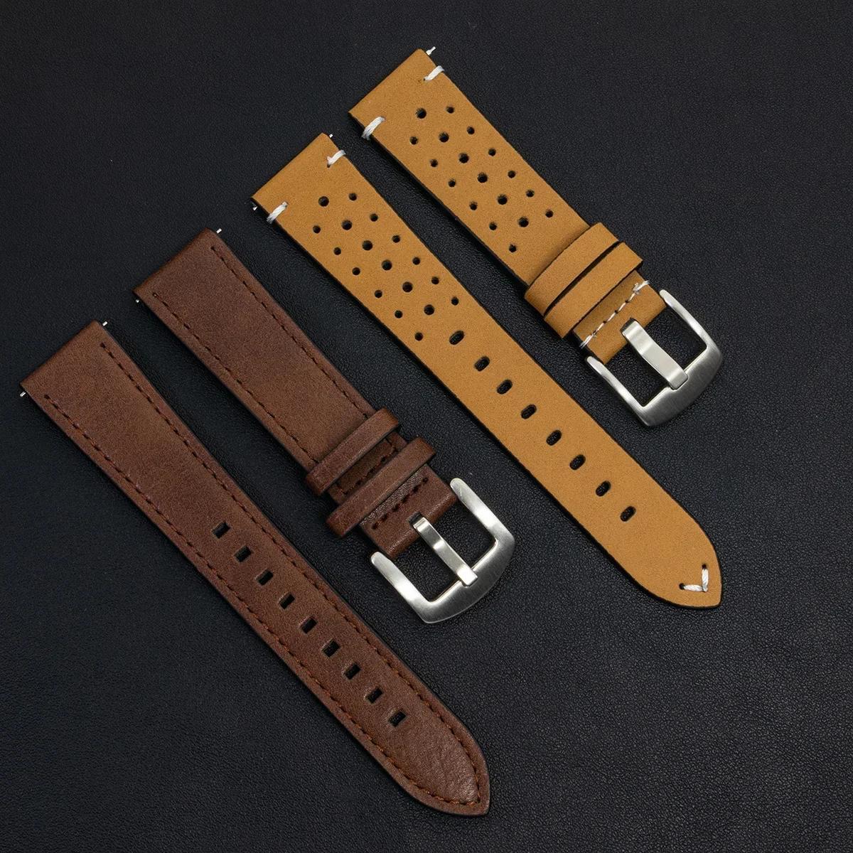 

2Pcs 20mm Leather Breathe Strap for Samsung Galaxy Watch 7 6 5 4 40/44mm 6Classic 5Pro Band 22mm for Huawei GT5 3 4Pro Watchband 20mm