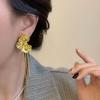 Elegant Irregular Pleated Metal Flower Tassel Earrings - Light Luxury High-End Women's Jewelry