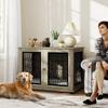 Indoor Dog Crate Furniture End Table With Soft Washable Cushion Lockable Front Door For Extra Large Dogs Grey