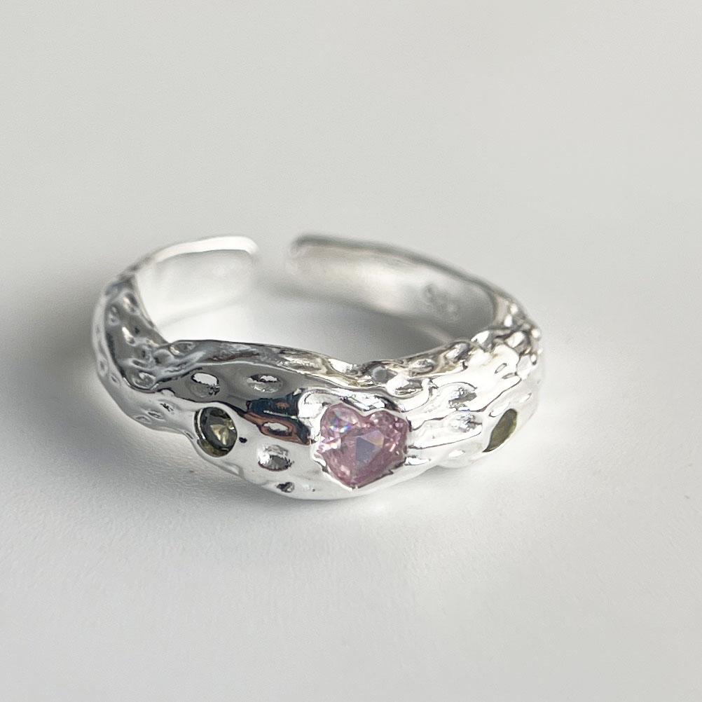 925 Silver Rings for Women Couple Minimalist Handmade Blue Pink Stone Shinning Ring Fine Jewelry Gift Prevent Allergy
