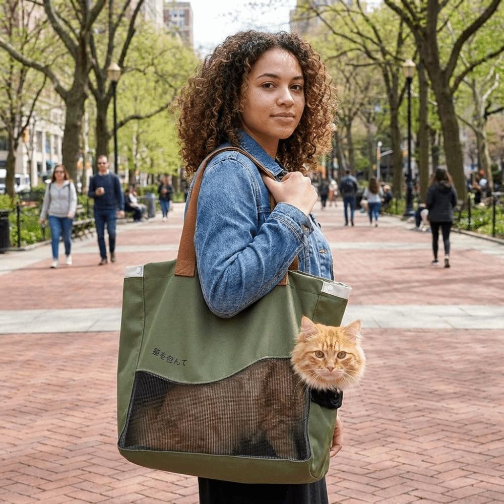 Breathable Pet Outing Bag Single-Shoulder with Hole Cat Carrier Bag Large Capacity Anti-Escape Pet Tote Bag Vet Visit