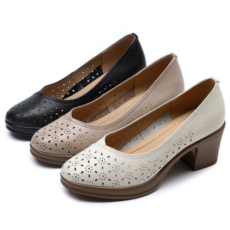 Fashion GKTINOO 2025 Summer Fashion Ladies Shoes Hollow Women Soft High Heels Tenis Feminino Comfort Genuine Leather Sandals Plus Size