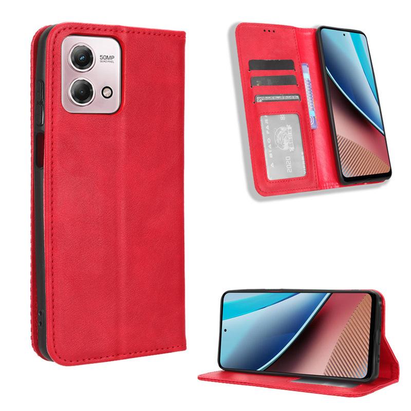 

Флип-чехол для Motorola G 2024/G 5G 2024, G Power, G Play, Edge 2024 [Flip Vintage Leather] Ударопрочный прочный чехол-кошелек для телефона Motorola Edge 2024 5G красный