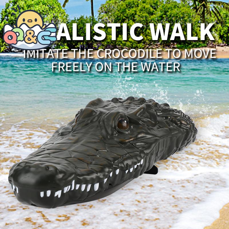 Non-Toxic Rc Boat Remote Control Toy Animal Floating Crocodile Boat Radio Controlled Speedboat Outdoor Game Children Toys For Kid Children Gfit