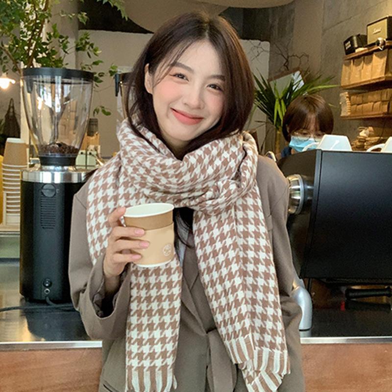 

Осенне-зимний шарф-сетка «Тысяча птиц», женский, корейский вариант, утолщенный, теплый и универсальный, вязаный в сетку