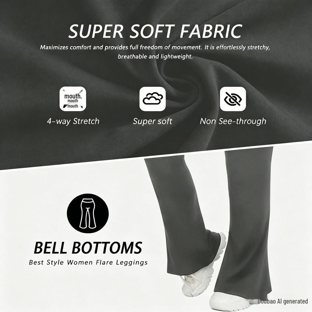 Women's High Waist Micro Flare Yoga Pants for Spring & Autumn - Elastic, Straight Leg for Outdoor Running & Fitness