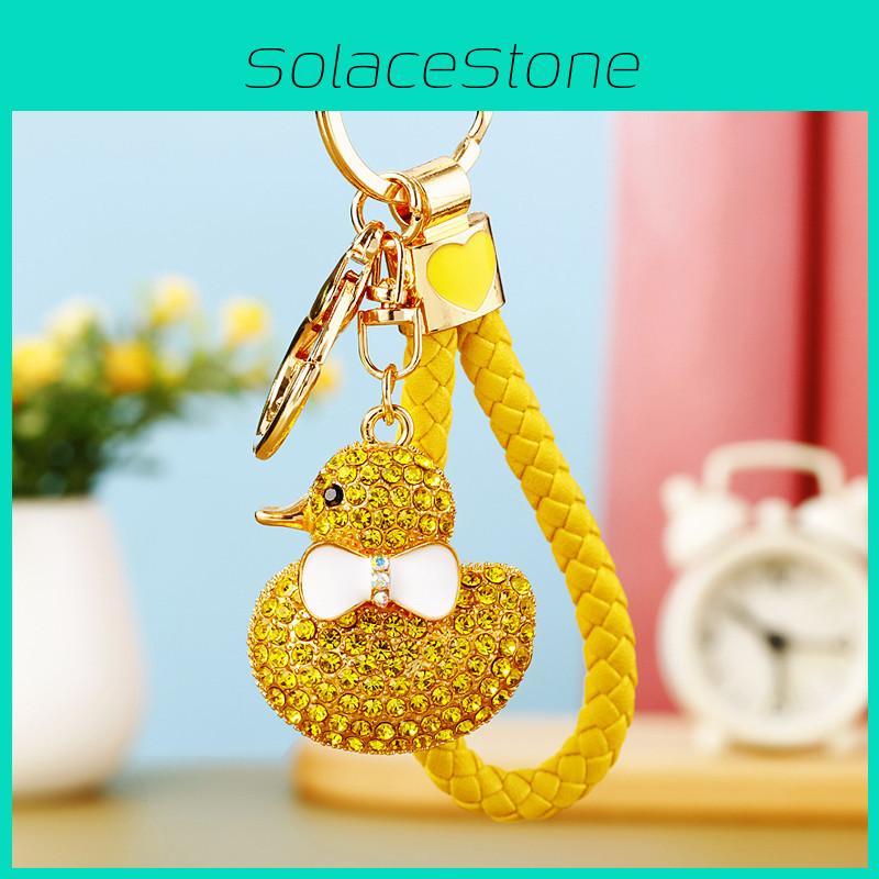 Charmantes Gelbe Ente Schlüsselanhänger mit Vollbesatz Diamanten Niedliches Geschenk für Geburtstage und Feiern