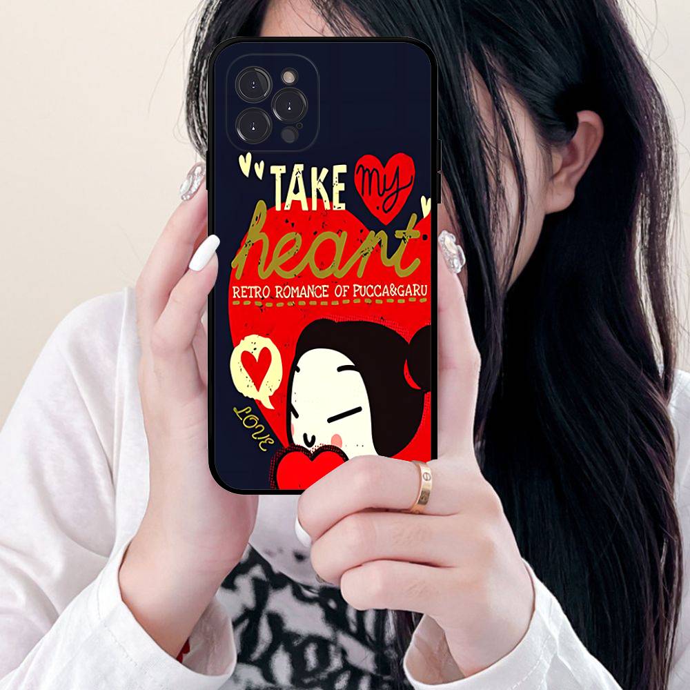 Popular Animation P-Pucca For IPhone 17 16 15 14 13 12 11 Pro Max 13 17Air Shockproof Soft Phone Cases Coque
