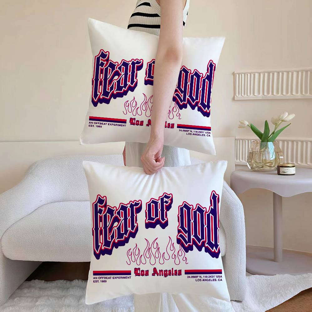 F-Fear of G-God Pillow Case Sofa and Living Room Decorative Cushion Covers Dust-proof and Mite-proof Invisible Zipper