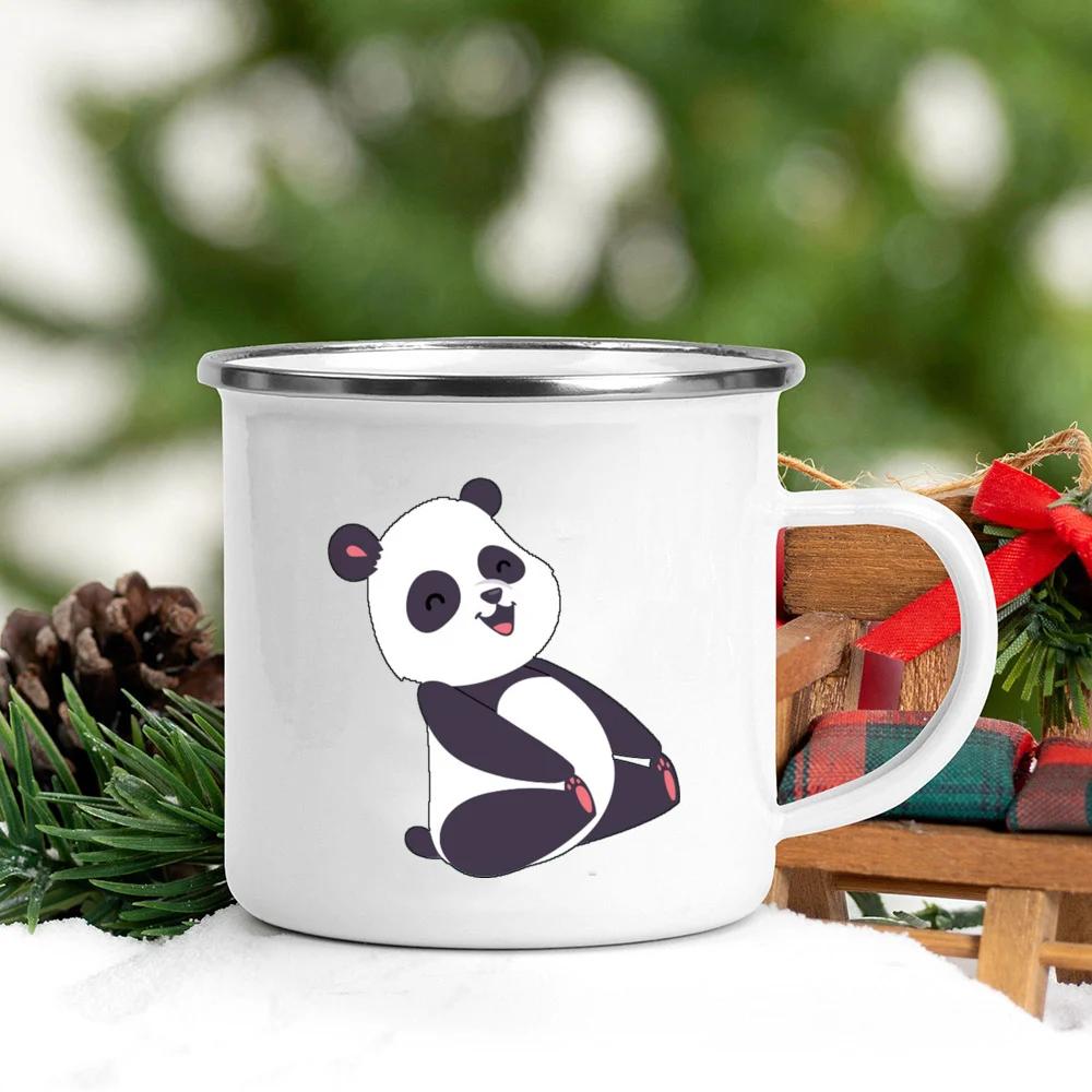 Panda Bear Mug Girlfriend Gift Ideas Cute Coffee Mug Panda Gifts Camper Decor Camping Enamel Mug Birthday Gifts for Friend