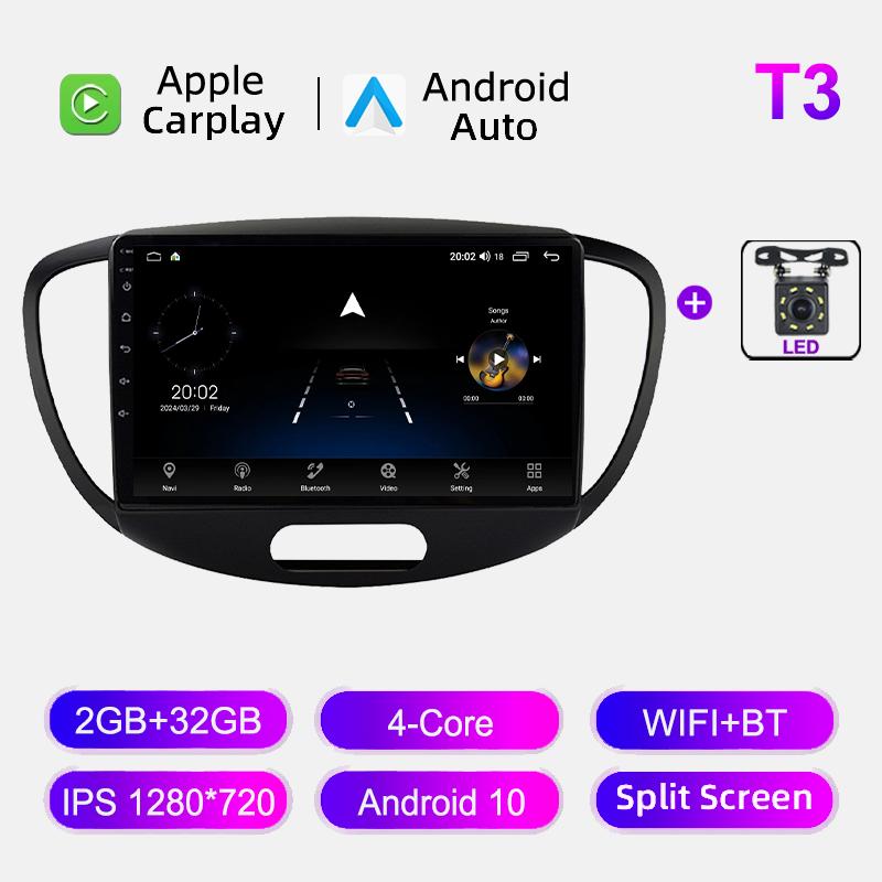 4G WIFI Android 12 Car Radio For Hyundai Grand I10 2008-2012 Multimedia Video Player GPS Navigation BT Carplay Auto Head Unit