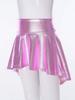 Girls Elastic Waist Ruffle Dance Skirt Bronzing Cloth Irregular Hem Stylish Performance Skirt