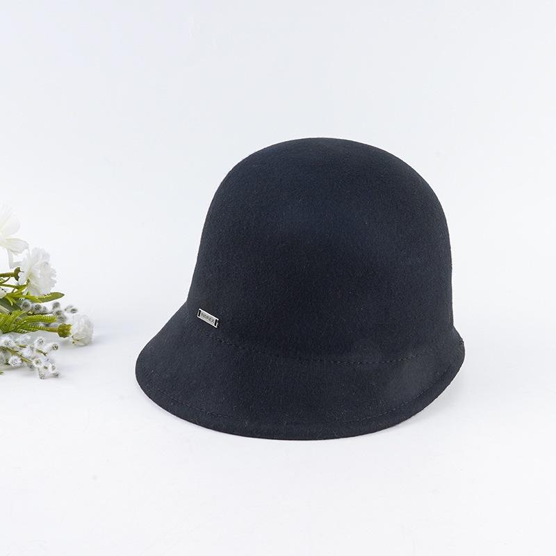 Pure Wool Bell Hat, Simple and Versatile Small Basin Hat, European and American Fashion Woolen Short Brim Women's Bucket Hat