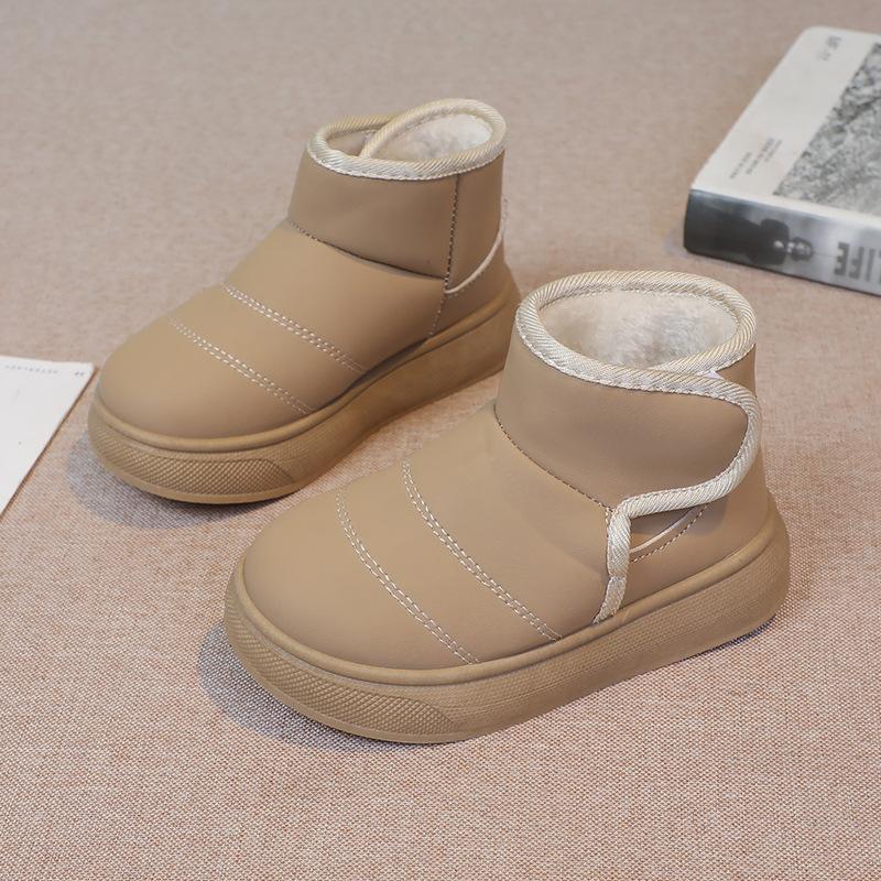 Fashion 2025 Kids Shoes for Girls Snow Boots Winter Plush Little Girl Shoes Fur Child Boys Outdoor Leather Shoes Non-slip Short Boots