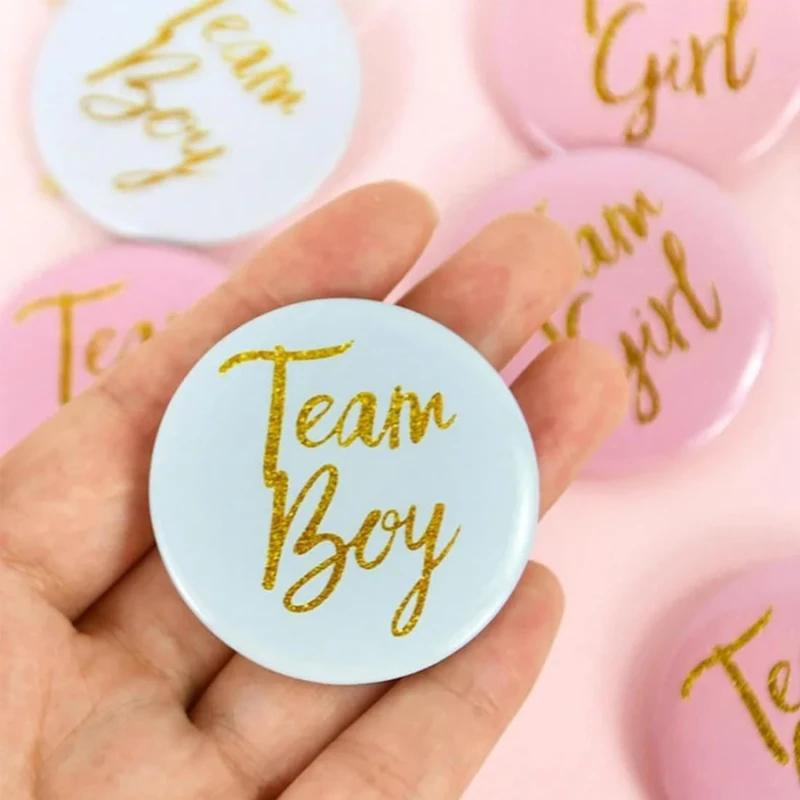 10 Baby Baptism Party Badges with Team Boy/Girl Footprint Emblems, Suitable for Birthday Parties and Baby Shower Decorations