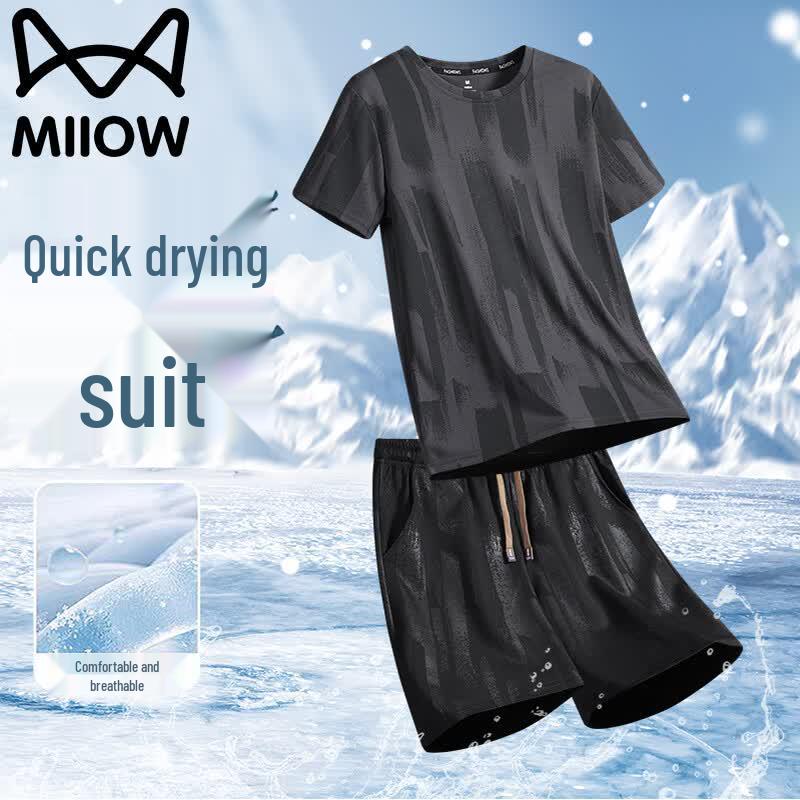 MiiOW Men s Summer Ice Feel T-shirt  Shorts Set XL