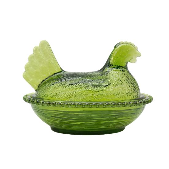 Блюдо в форме курицы Пищевой пластик Банка для конфет с крышкой Герметичный Пылезащитный контейнер для хранения Коробка для организации дома зелёный