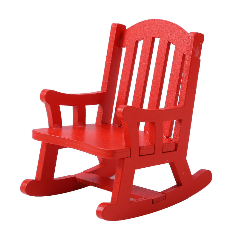 Christmas Mini Wooden Red Decorative Rocking Chair Ornament Decorations Holiday Xmas Tree Hanging Pendant Craft Gift