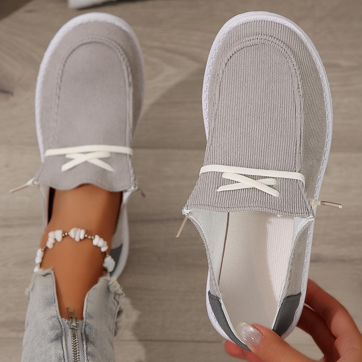 

Модная женская обувь Женская повседневная обувь на плоской подошве Удобные мокасины без застежек Удобные кроссовки для спорта на открытом воздухе Парусиновая обувь Большие размеры 38 серый