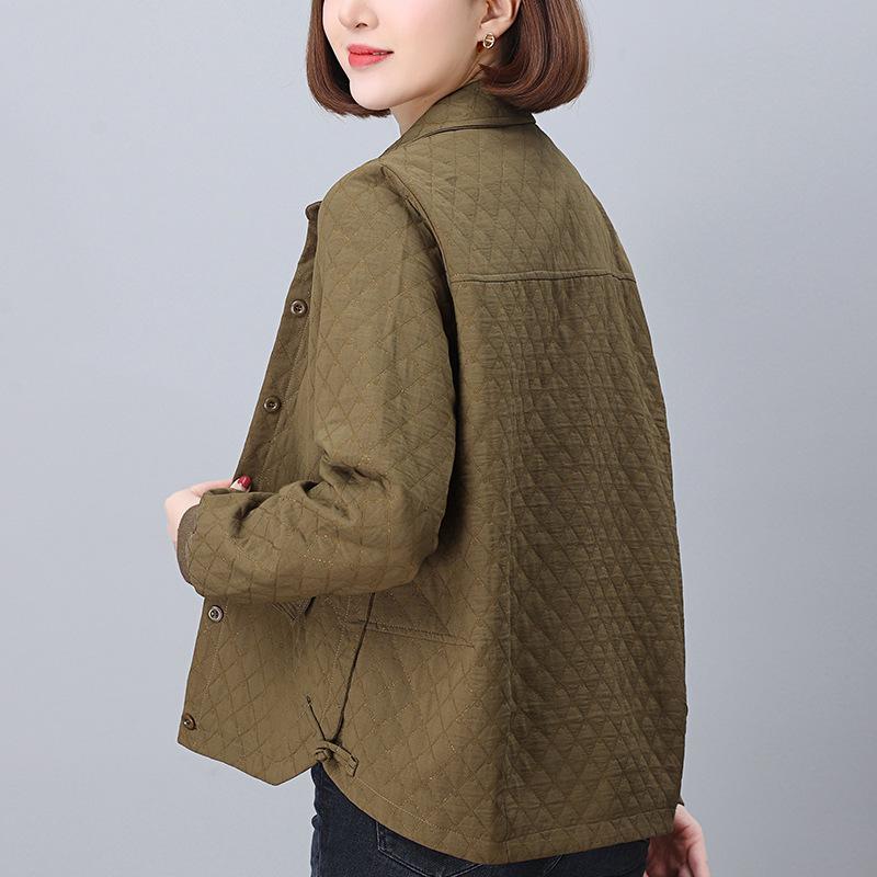 2024 New Autumn Argyle Coat for Women - Short, Casual, Hot Style Jacket for Middle-Aged Moms