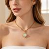 Retro Devil's Eye Pendant Necklace with Snake Bone Chain and Rhinestones, Stainless Steel and Titanium Steel.