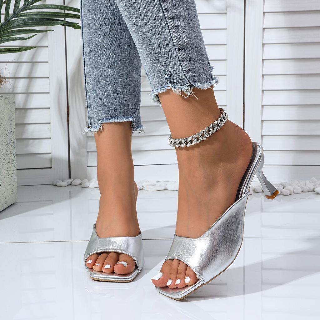 Large size flat slippers simple leopard print zebra print one-word sandals