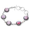 Pink Moonstone Gemstone Handmade 925 Srerling Silver Bracelet 7-8"