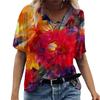 Oversized New 2025 Summer Women 3D Print Casual Street Hipster V-Neck Short Sleeve Clothing Loose