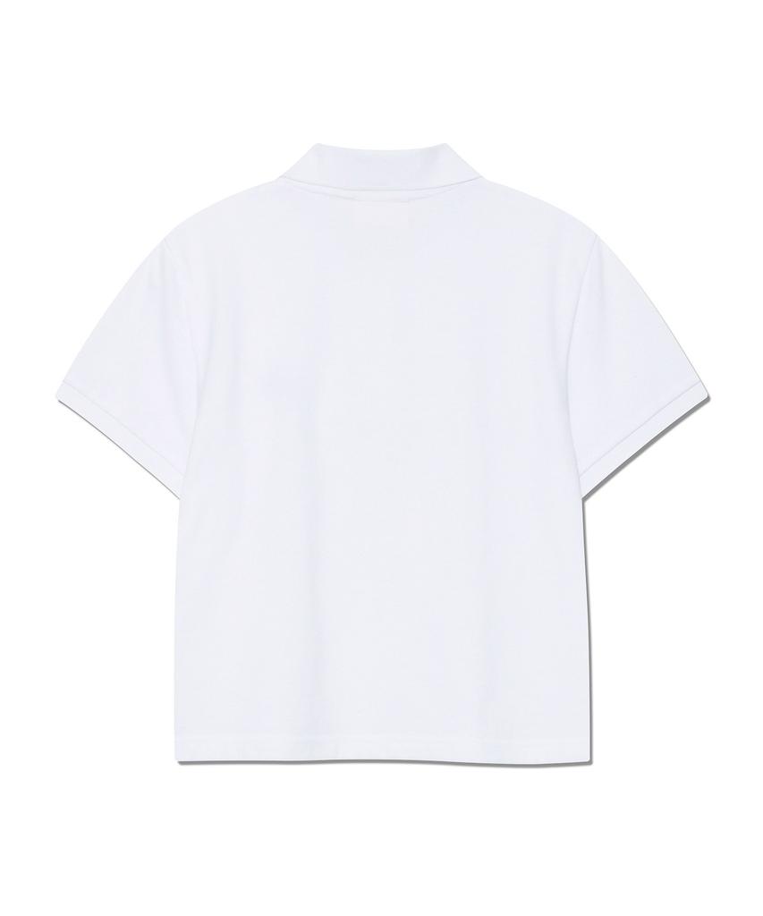 LEE Women Pique Collar Crop T-Shirt White