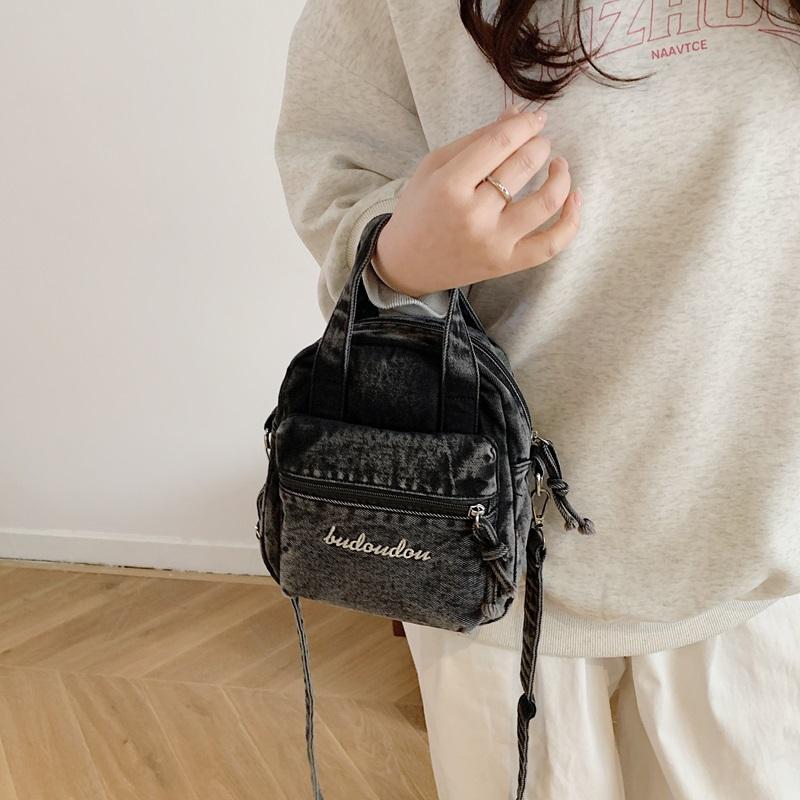 Borsa a tracolla in denim da donna a più strati per pendolari, borsa per cellulare