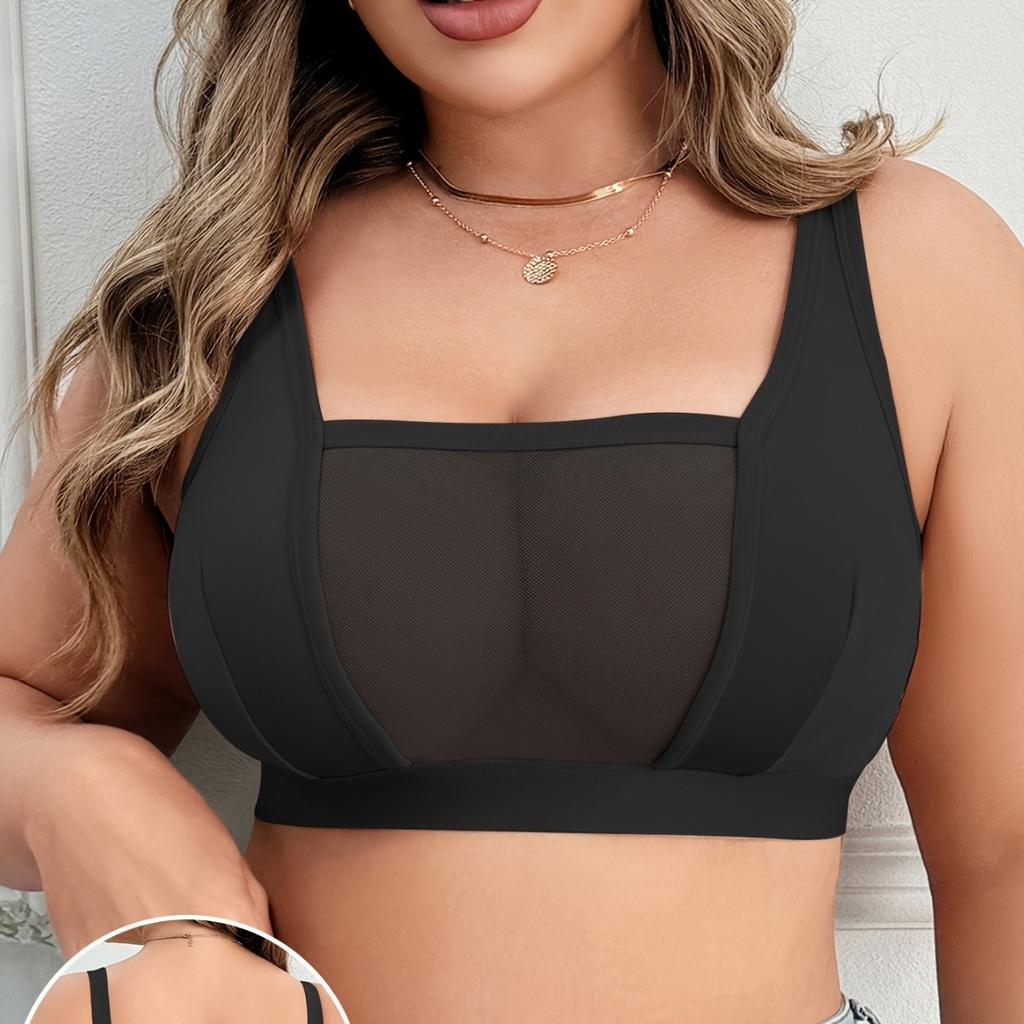 Sheer Mesh Deep V Bra Ultra‑Thin No‑Padding Sexy Lingerie for Women