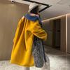 Winter Women's Coat Fashion Trend Color Collision Lapel Large Outerwear