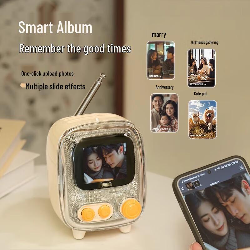 Divoom Tiivoo-2 Retro TV Bluetooth Speaker with Digital Photo Frame