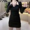 Dress women's spring and autumn 2026 new design pleated sexy skirt V-neck pure desire Spice Girl hip skirt