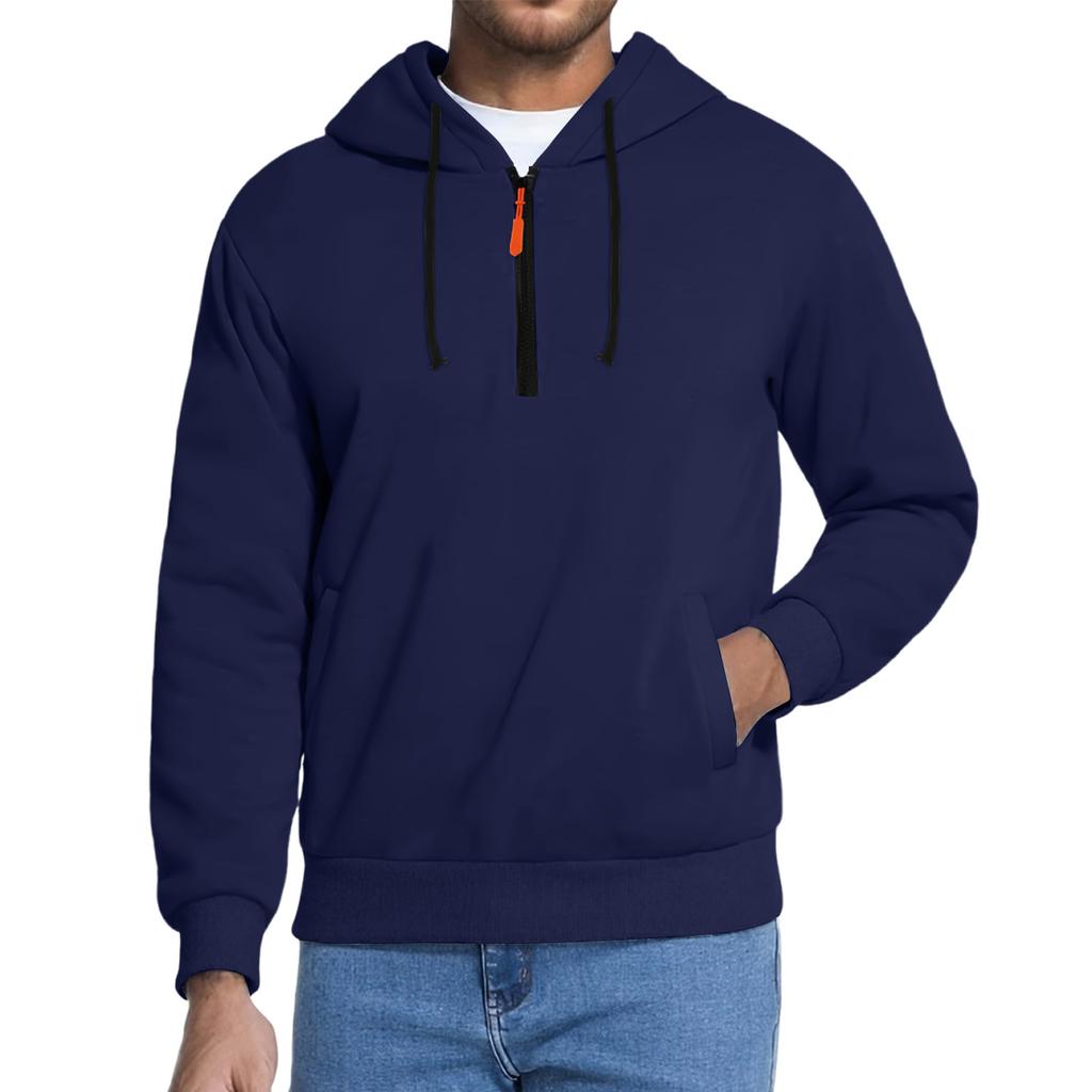Men's Fleece Hoodie Casual Long Sleeve 1/4 Zipper Pullover Sweatshirts