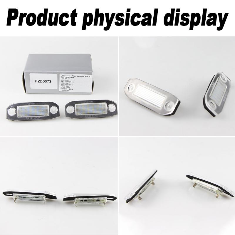 2pcs 12V Error Free LED License Plate Light for Volvo XC70 II 2008-up XC70 2007-up S40 2004-2012 V50 2004-2012 S60 II 2011-up
