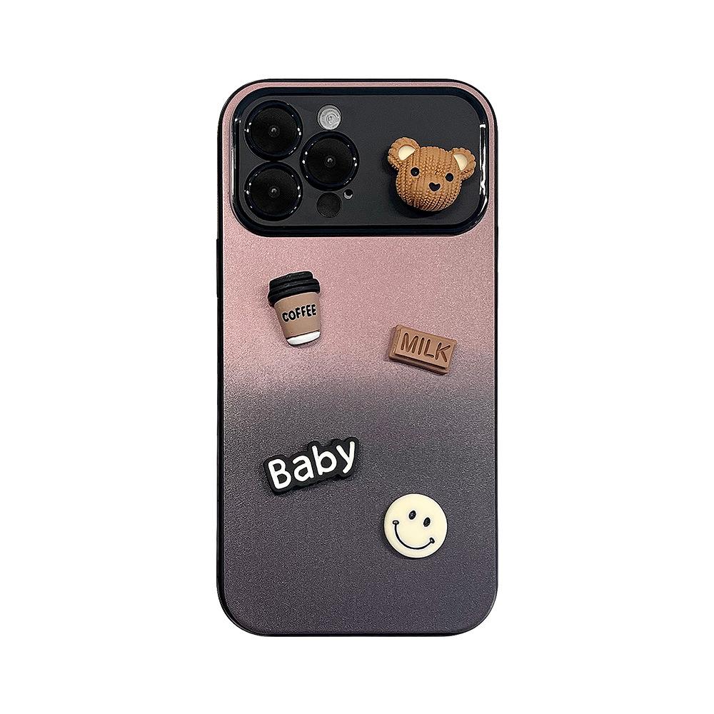 Gradient Color Contrast for Apple 17 ProMax Phone Case for IPhone 15 3D Teddy Bear 14 All Inclusive