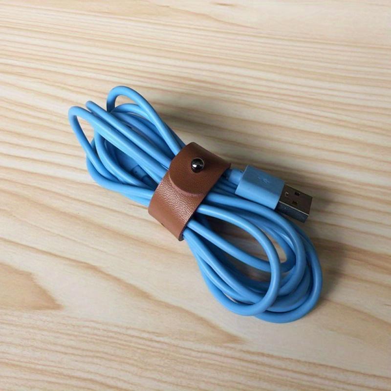 5Pcs Leather Cable Winder Charging Cable USB Cable Bundle Storage Leather Belt Adjustable Hole Buckle Design