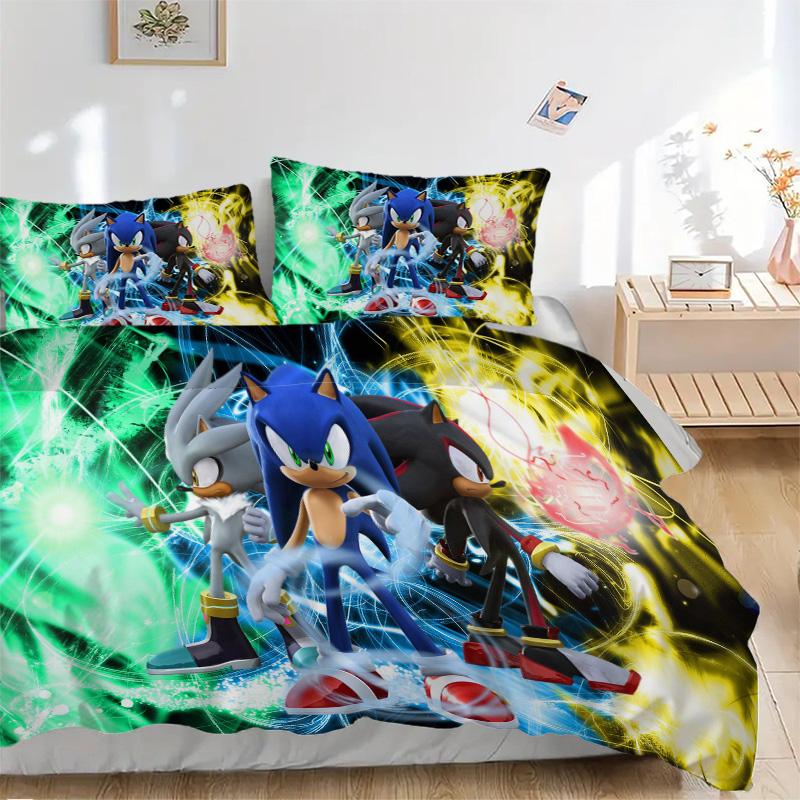 Sonic Heroes Adventure Print 3Pcs Bedding Setduvet Cover With 2 Bedropillowcase Home Birthday Gift