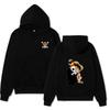 Unisex Luffy Straw Hat Pirates Double‑Sided Print Fleece Hoodie, Front Small Jolly Roger Back Cute Luffy Anime Pullover Hooded Sweatshirt Streetwear