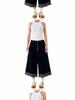 American Retro Patchwork Raw Edge Wide-Leg Culottes for Women