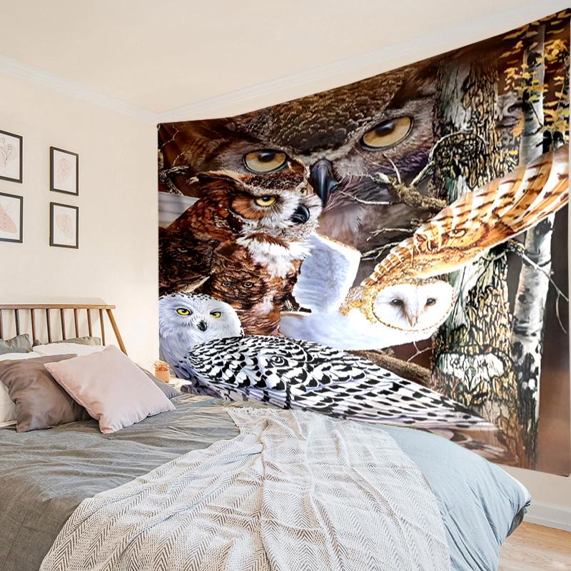 Night Owls In The Moonlight Tapestry Room Decoration Wall Hanging for Living Room Bedroom, dormitory, Birthday and Christmas gifts