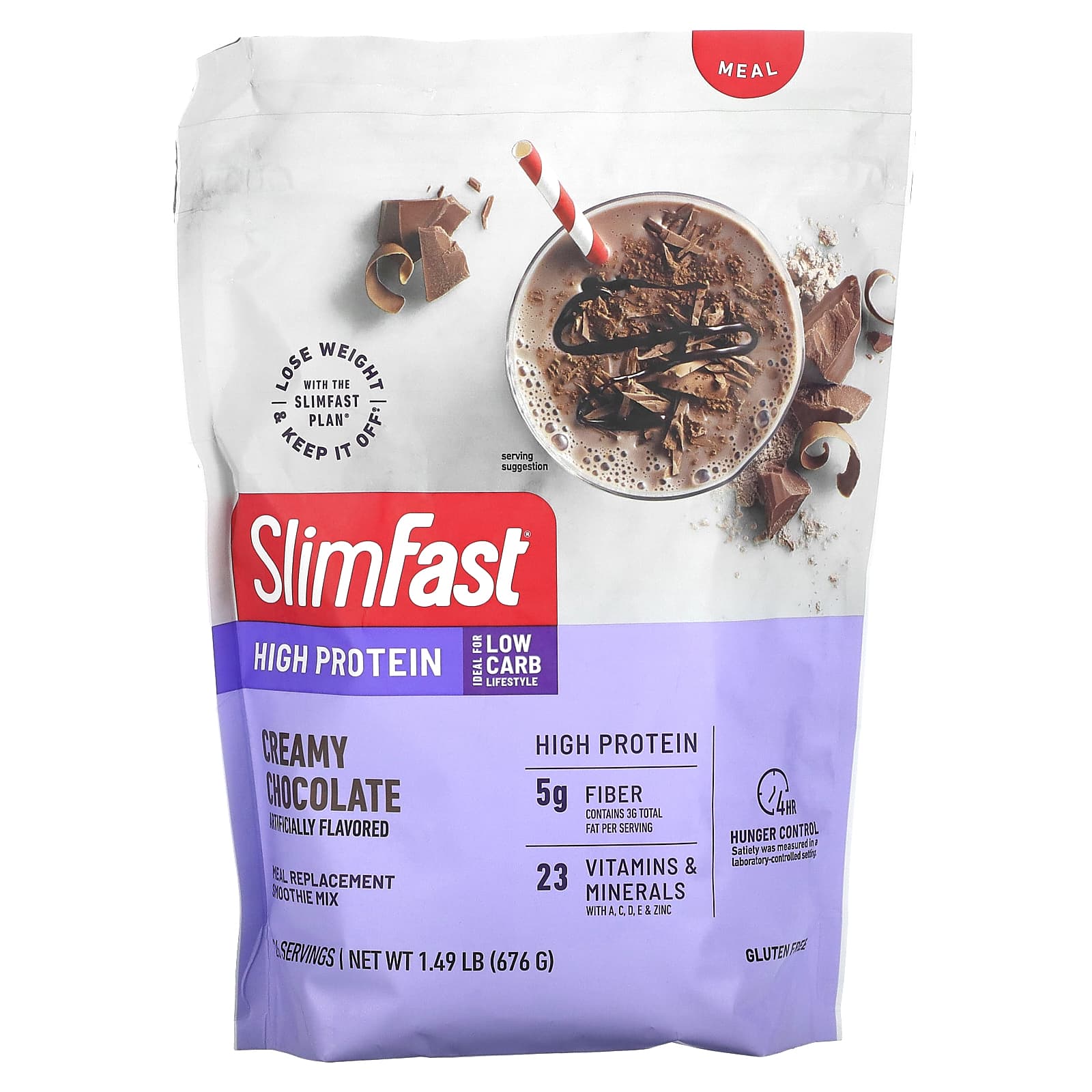 

SlimFast, High Protein, Meal Replacement Smoothie Mix, Creamy Chocolate Flavor, 1.49 lb (676 g)