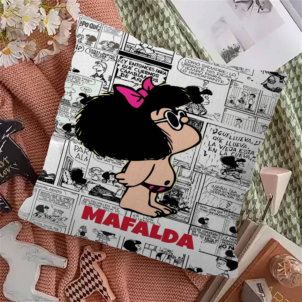 Cute Cartoon Mafalda Vintage Cushion Cover Polyester Sofa Cushions Decorative Throw Pillows Home Decoration Pillowcover